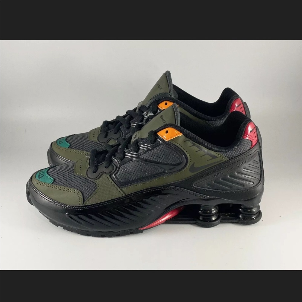 Nike Shox Enigma 9000 Black Cargo Khaki Red Sz 6